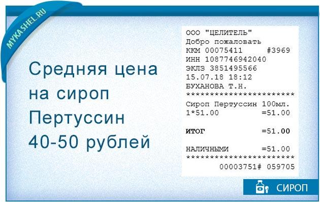 средняя цена на сироп пертуссин
